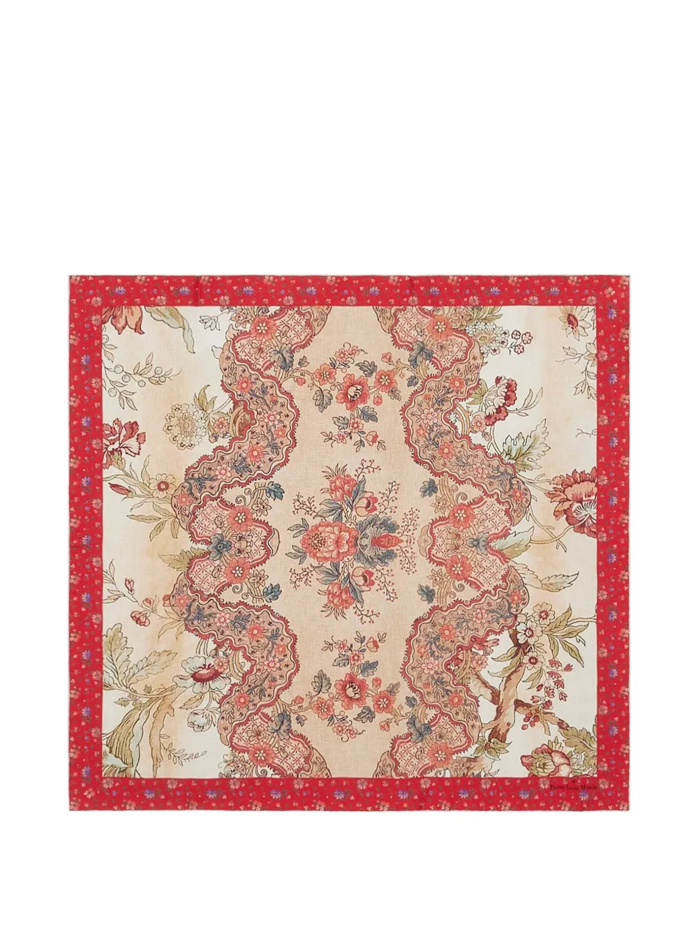 Pierre-Louis Mascia Aloeuw floral-pattern red-border silk scarf - Toni neutri