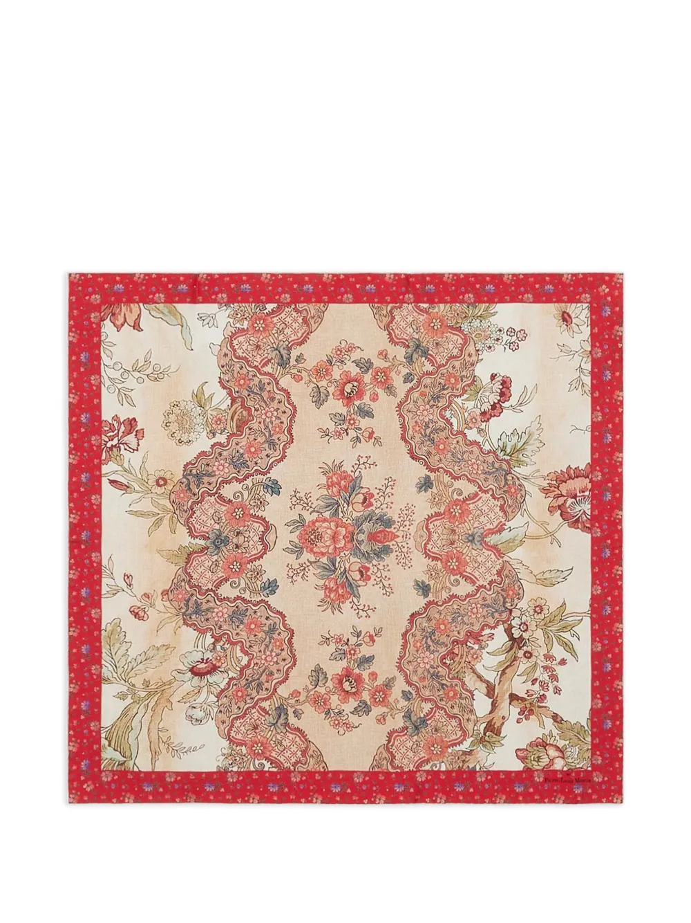 Pierre-Louis Mascia Aloeuw floral-pattern red-border silk scarf - Toni neutri