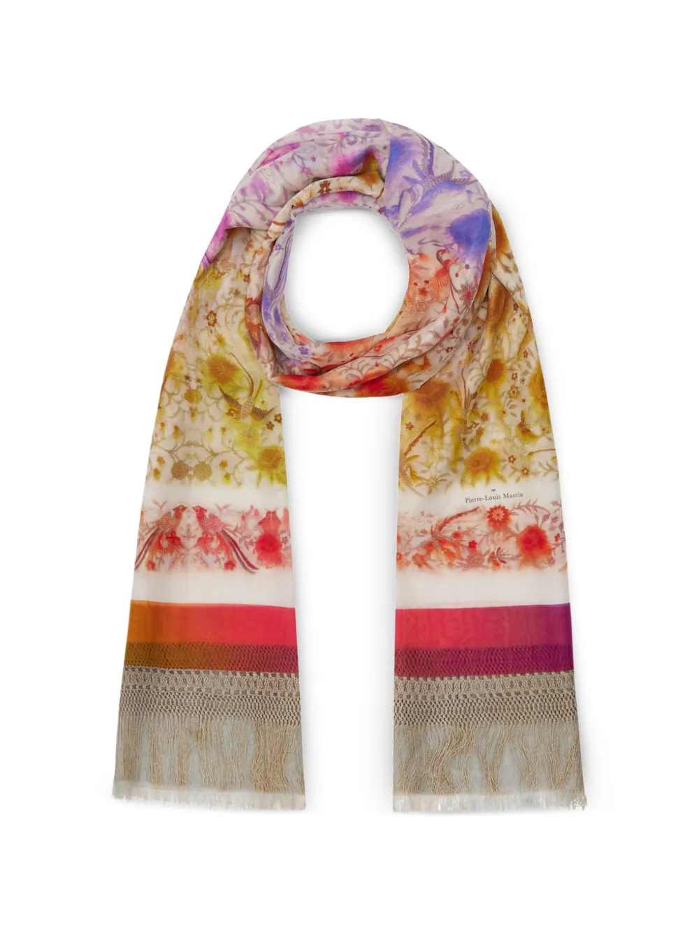 Pierre-Louis Mascia Hawnbci floral fringe scarf - Toni neutri
