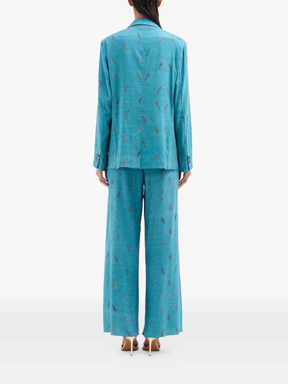 Pierre-Louis Mascia Blazer met dubbele rij knopen en bladerpatroon Blauw