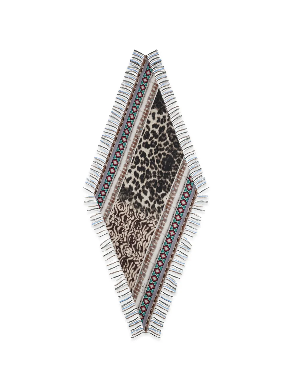 Pierre-Louis Mascia Aloeuw sjaal met geometrische dierenprint en franje Beige