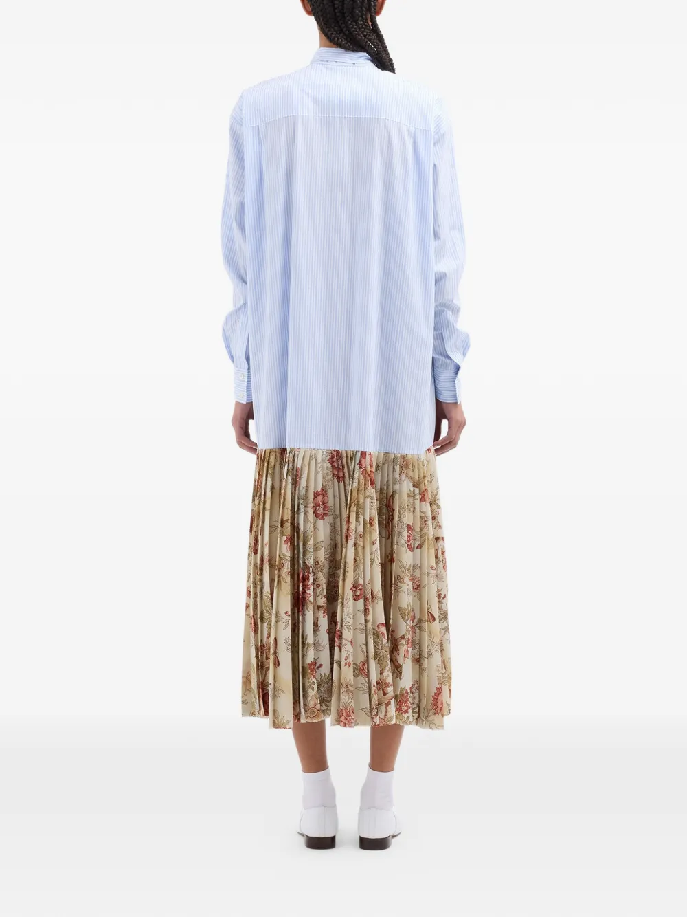 Pierre-Louis Mascia Cezhi gestreepte midi-blousejurk met bloemenprint Blauw