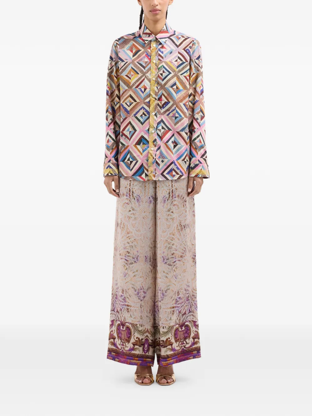 Pierre-louis Mascia Diomede Patchwork Shirt - Neutrals 