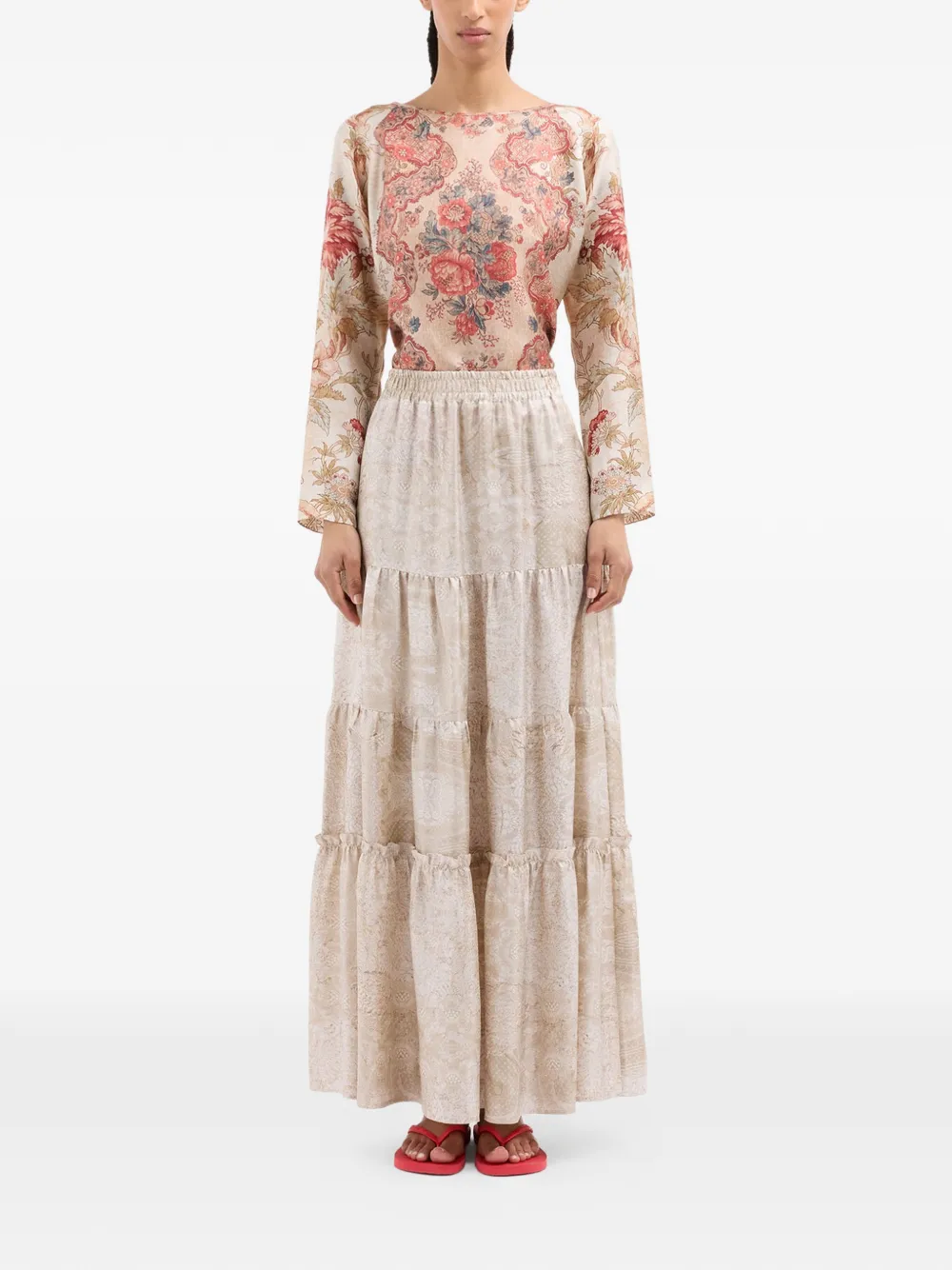  Pierre-louis Mascia Aloe Paisley Jacquard Maxi Skirt - Neutrals 