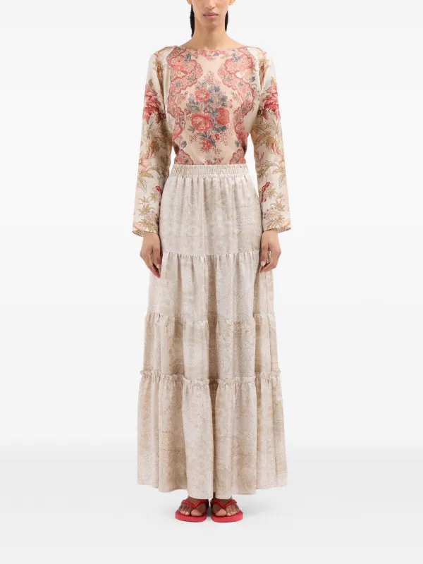 Pierre-Louis Mascia Aloe Paisley Jacquard Maxi Skirt | Neutrals