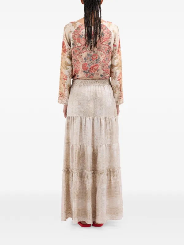 Pierre-Louis Mascia Aloe Paisley Jacquard Maxi Skirt | Neutrals