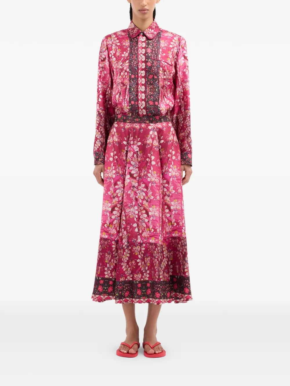 Aloe Floral A-Line Midi Skirt