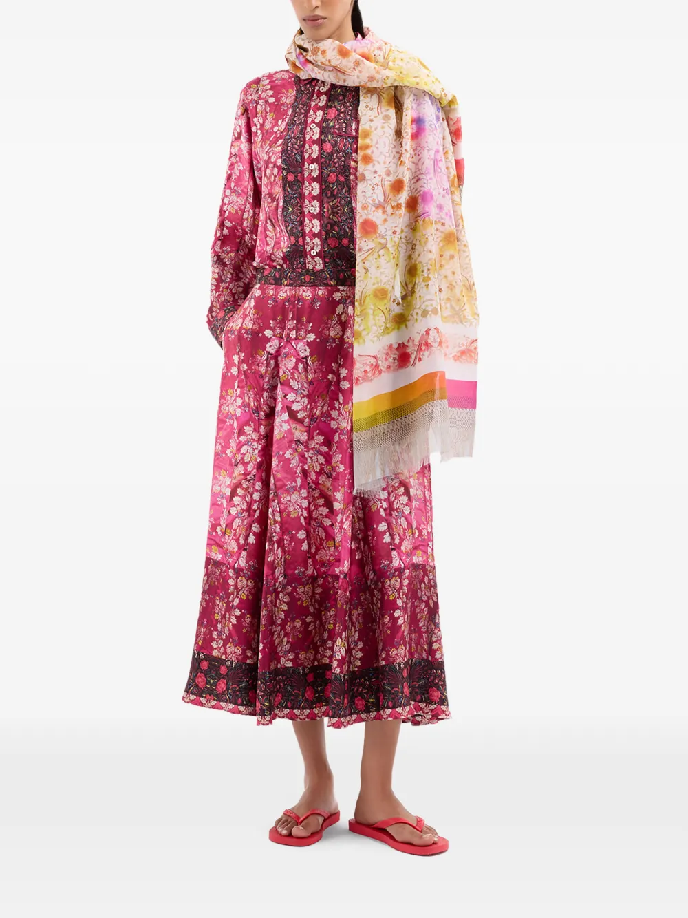 Aloe Floral A-Line Midi Skirt