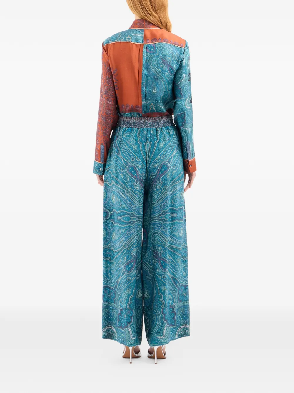 Pierre-Louis Mascia Tetris elastische palazzo broek met paisley print Blauw