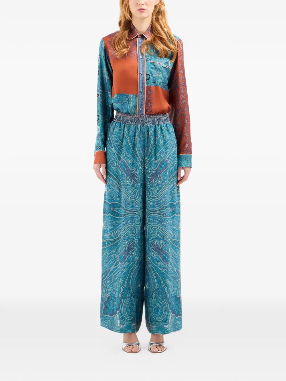 Pierre-Louis Mascia Tetris elastische palazzo broek met paisley print Blauw