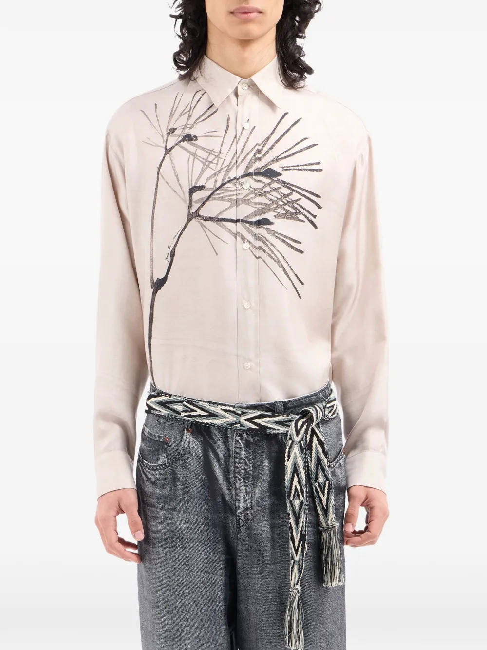 Pierre-Louis Mascia Katoenen riem met geometrisch kwastje Beige