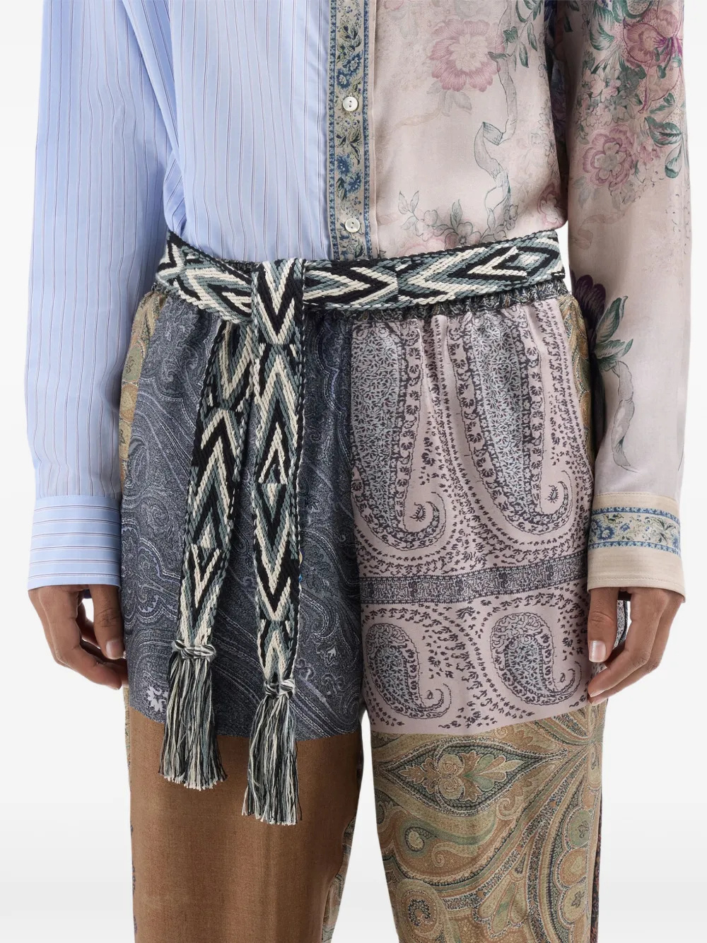 Pierre-Louis Mascia Katoenen riem met geometrisch kwastje Beige