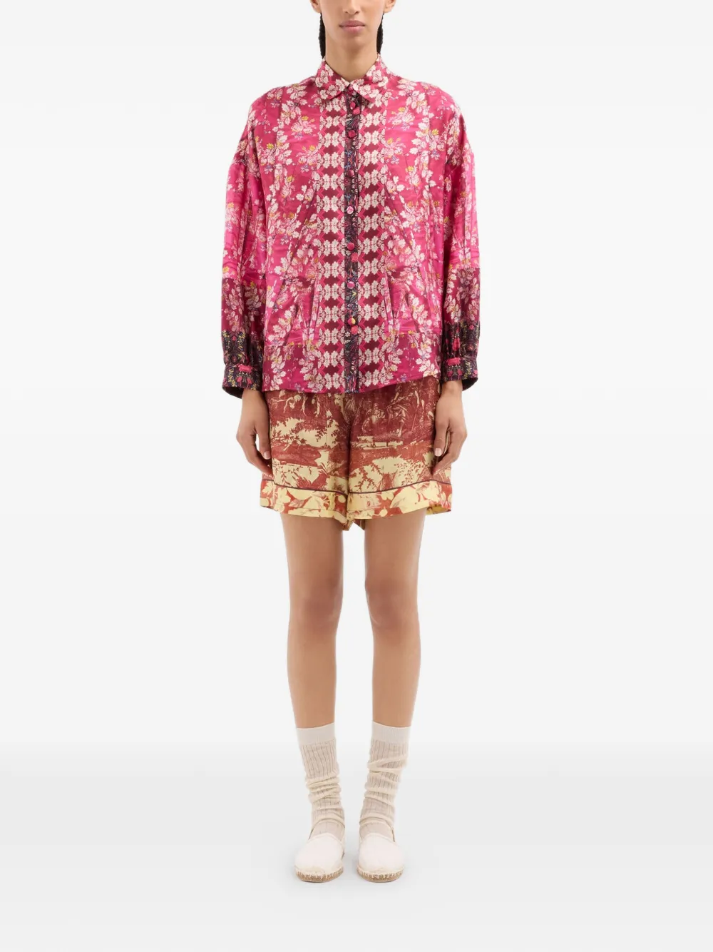 Pierre-Louis Mascia Aloe shirt met bloemenprint en lange mouwen Roze