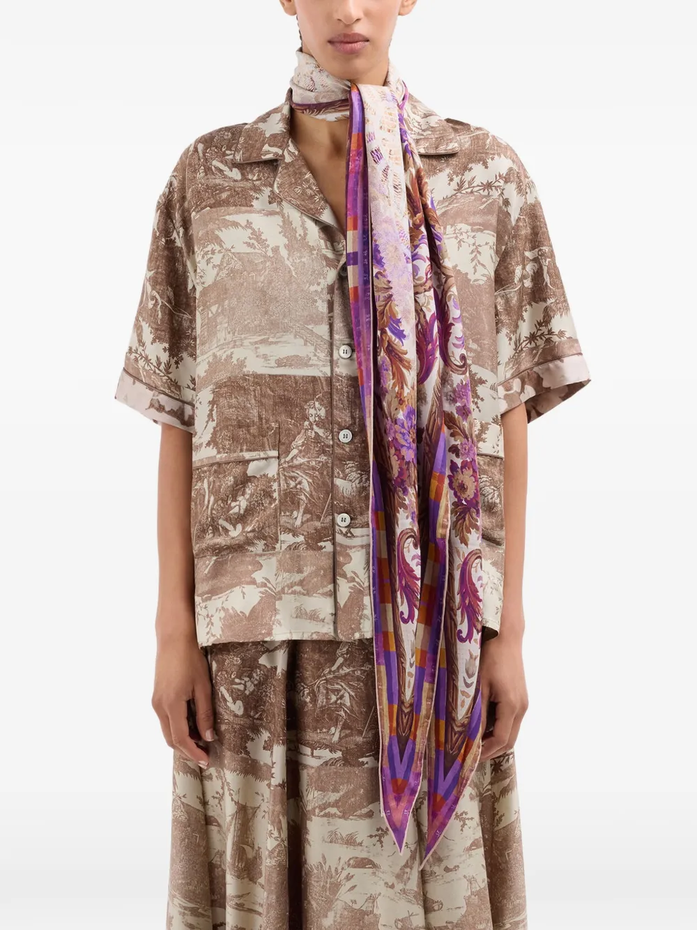 Pierre-Louis Mascia Sjaal met bloemenprint Beige