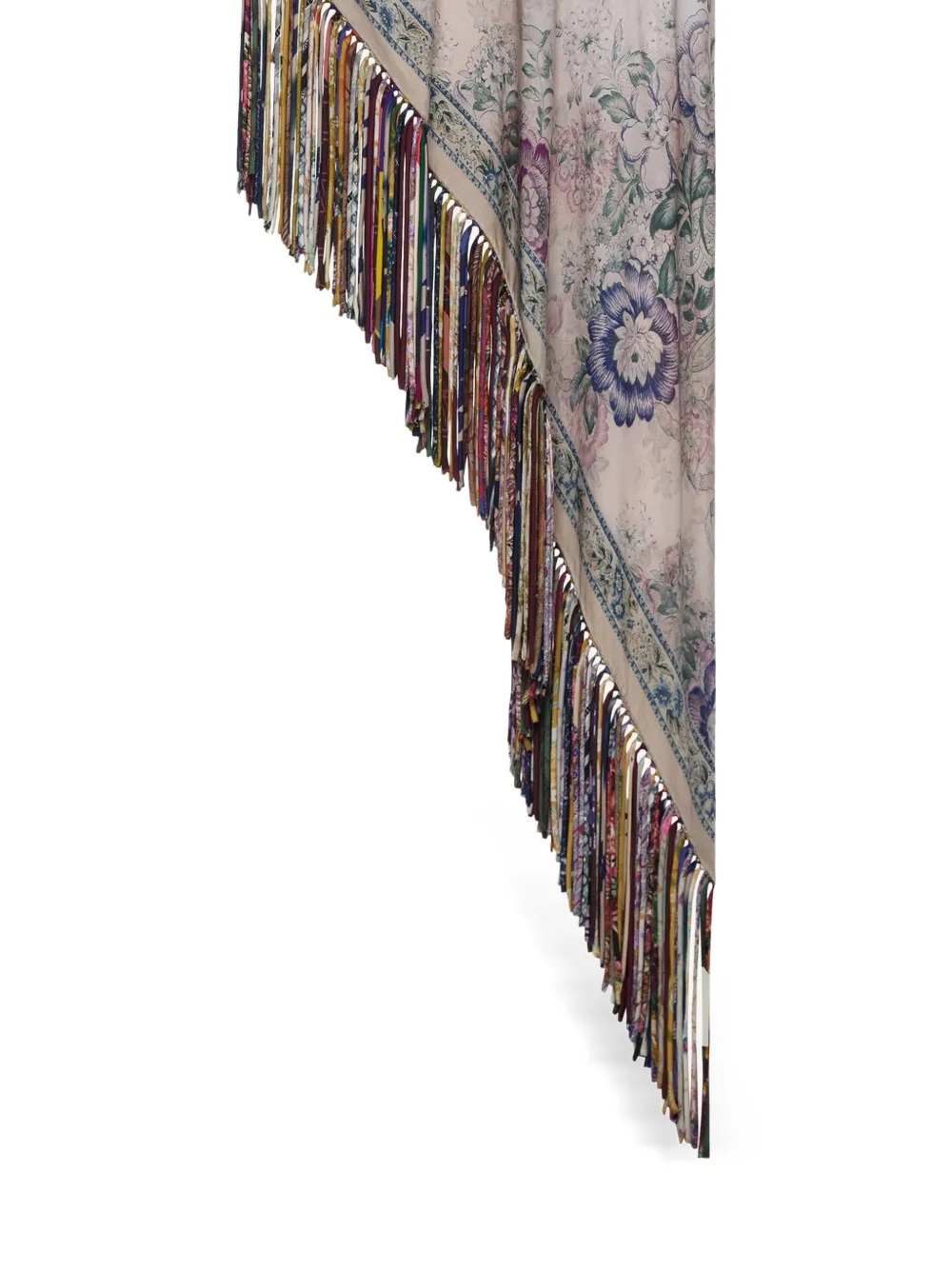 Aloeuw Floral Fringed Silk Scarf