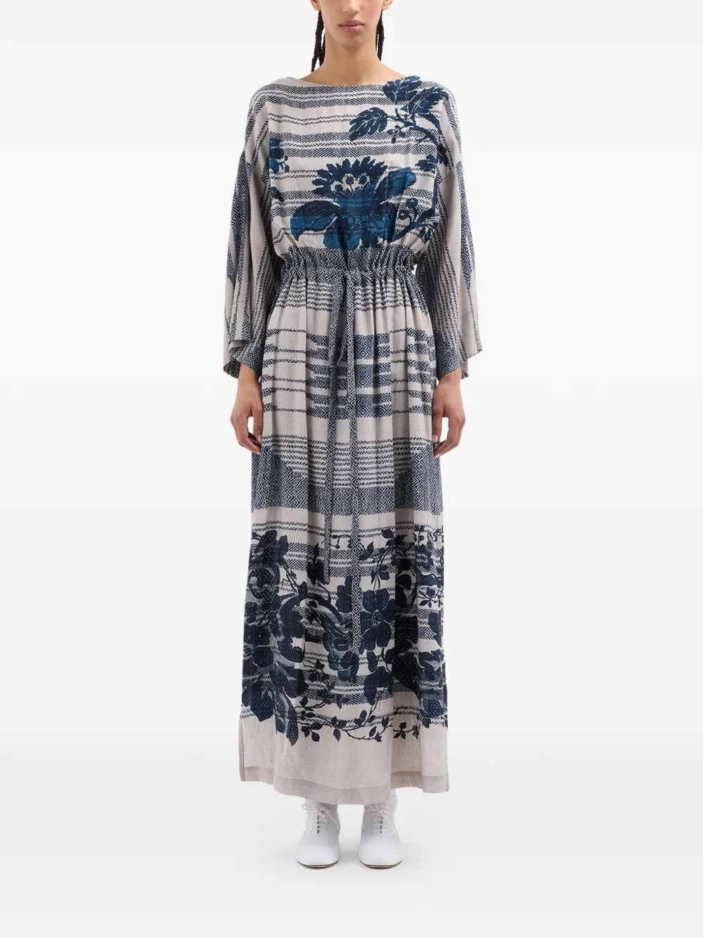 Pierre-Louis Mascia Tetris maxi-jurk met bloemenprint Beige