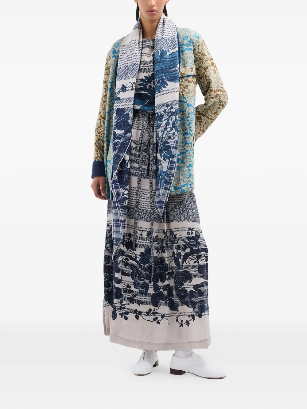 Pierre-Louis Mascia Tetris maxi-jurk met bloemenprint Beige