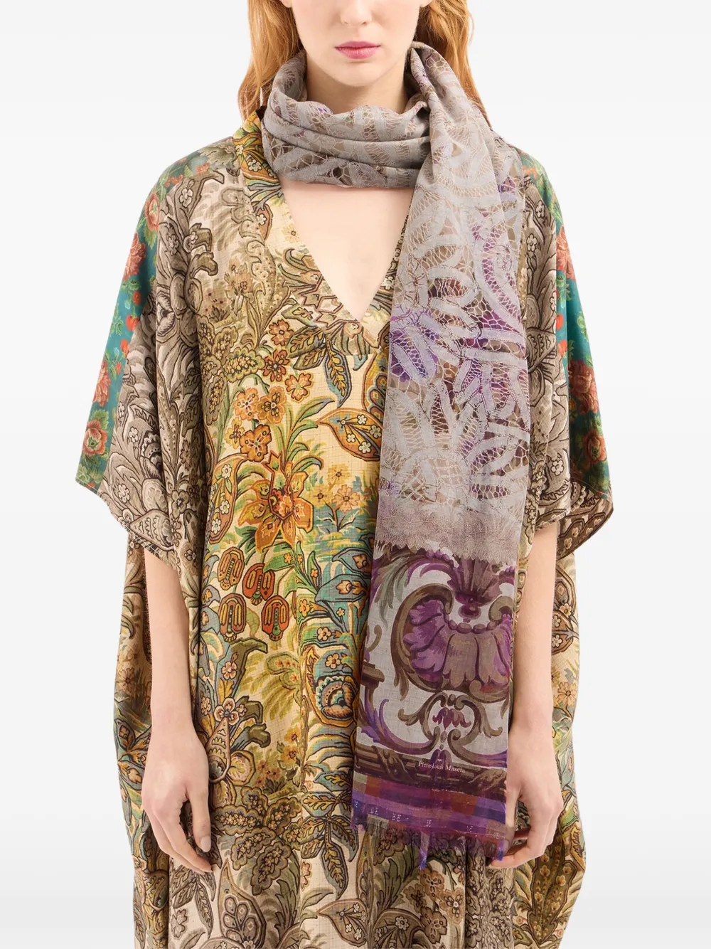 Pierre-Louis Mascia Hawnbci sjaal met print Beige
