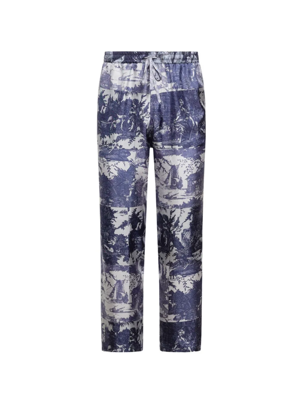 Pierre-Louis Mascia Aloe toile-de-jouy-print straight trousers - Blu