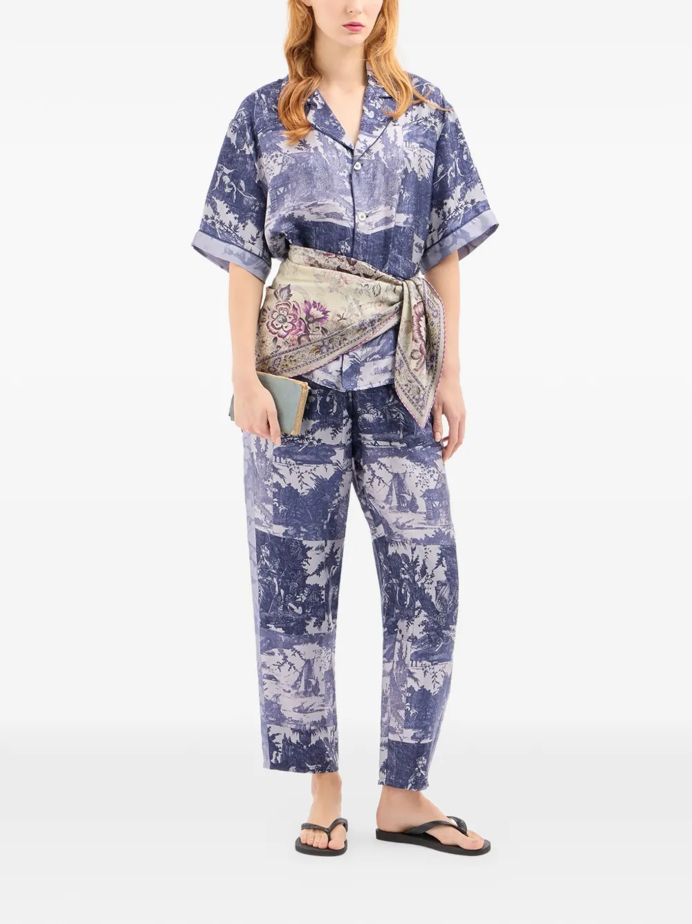 Pierre-Louis Mascia Aloe straight broek met toile-de-jouy print Blauw