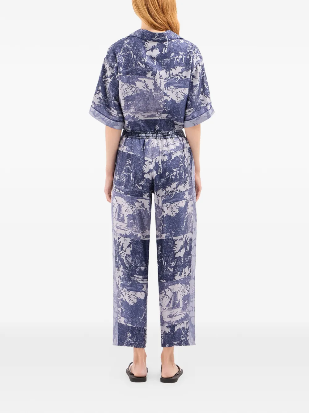 Pierre-Louis Mascia Aloe straight broek met toile-de-jouy print Blauw
