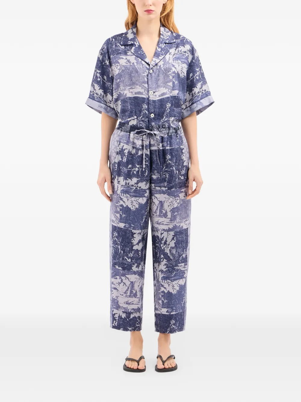 Pierre-Louis Mascia Aloe straight broek met toile-de-jouy print Blauw