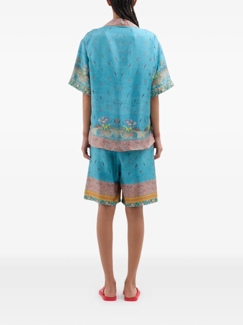 Pierre-Louis Mascia Shirt met paisley-print en korte mouwen Blauw