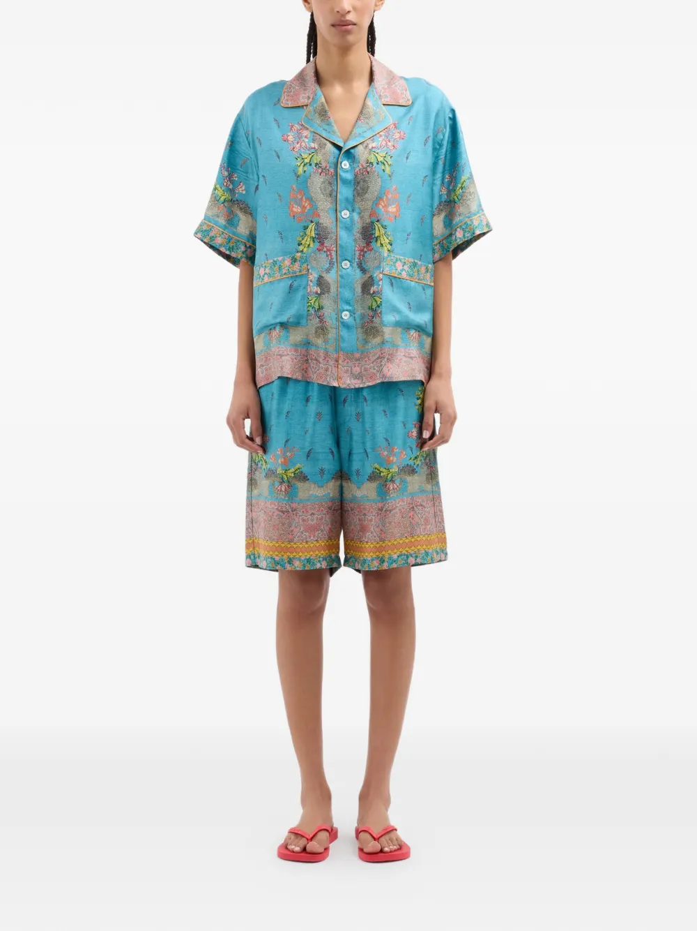 Pierre-Louis Mascia Shirt met paisley-print en korte mouwen Blauw