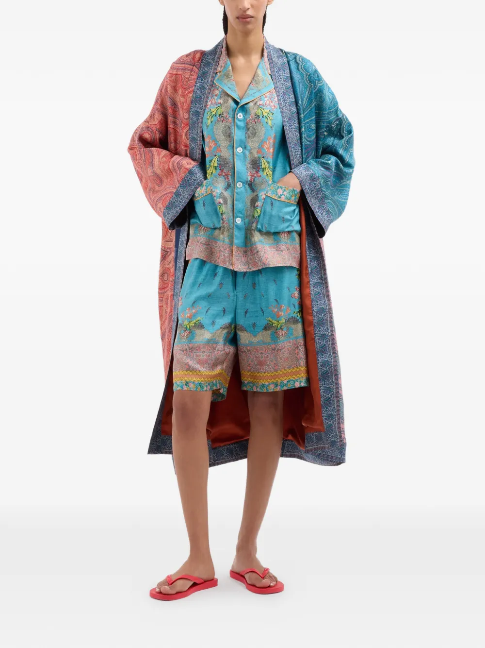 Pierre-Louis Mascia Shirt met paisley-print en korte mouwen Blauw