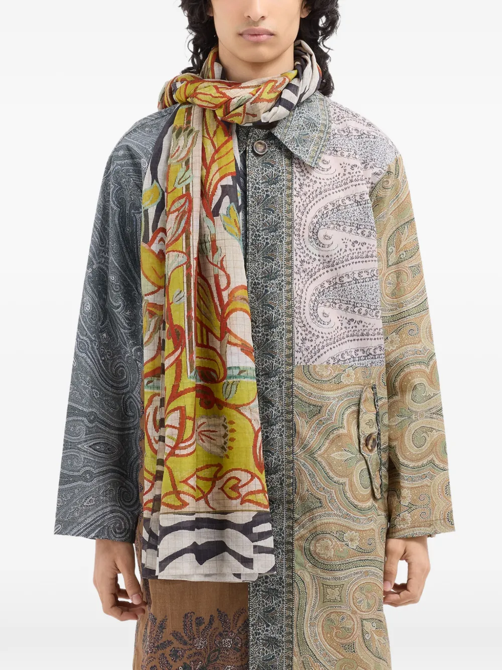 Hawnbci Zebra-Pattern-Trim Scarf