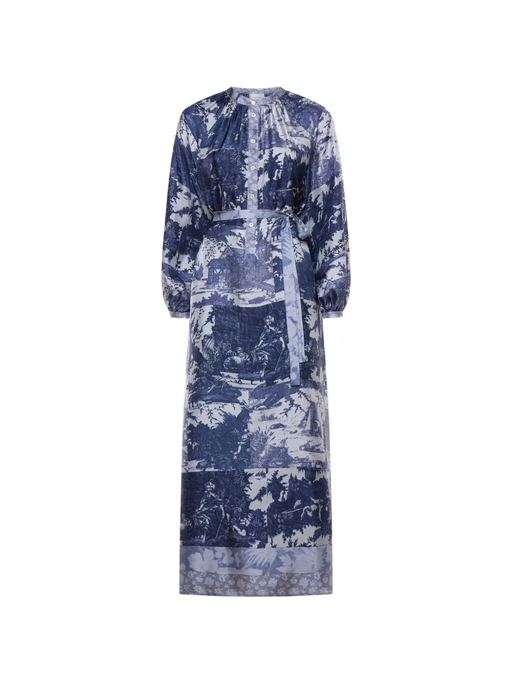 Pierre-Louis Mascia Aloe toile-de-jouy-pattern shirt midi dress - Blu