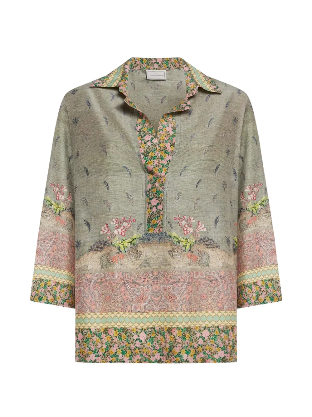 Pierre-Louis Mascia Tetris floral-pattern paisley-motif shirt - Verde