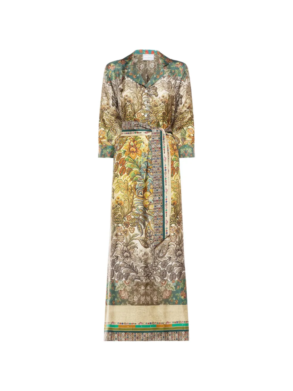 Pierre-Louis Mascia Aloe belted silk midi shirt dress - Verde