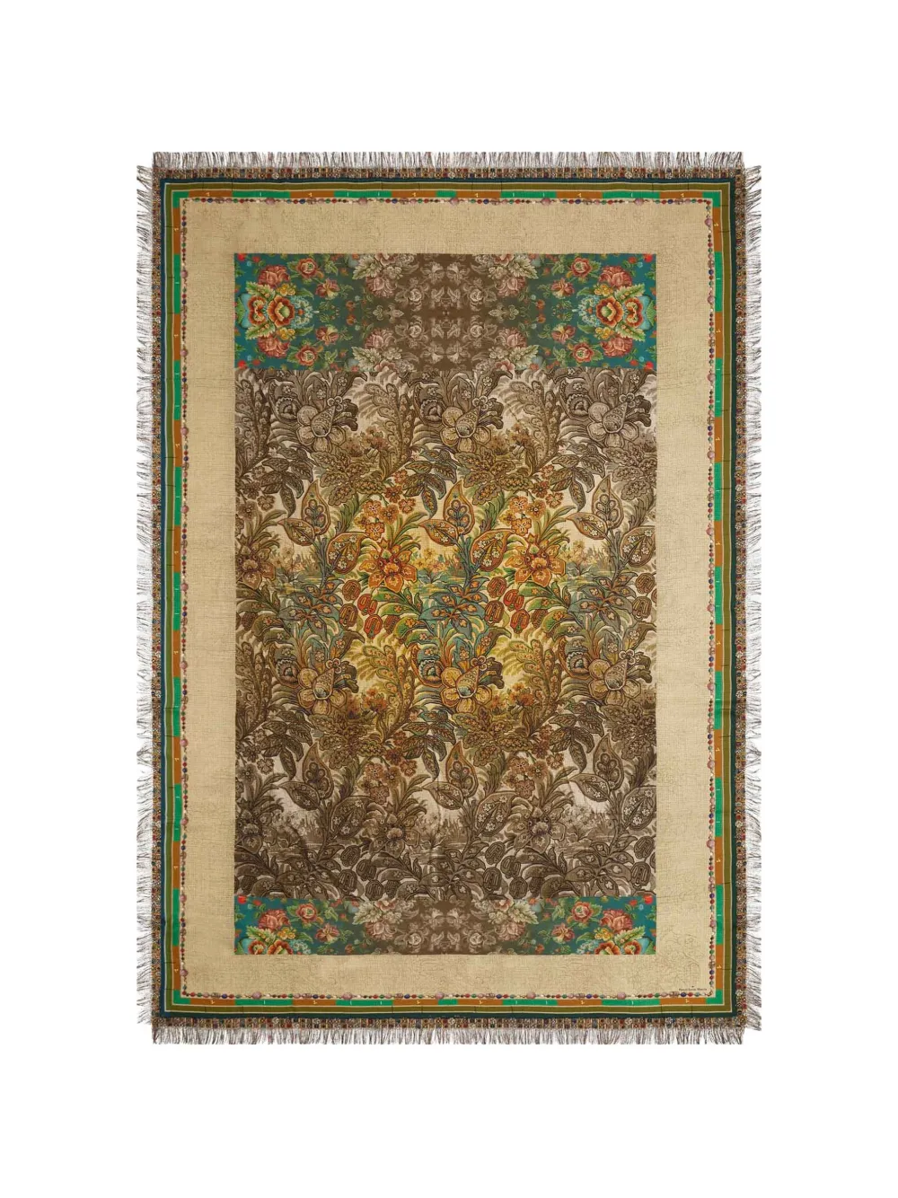 Pierre-Louis Mascia Aloeuw floral-print fringed shawl scarf - Toni neutri