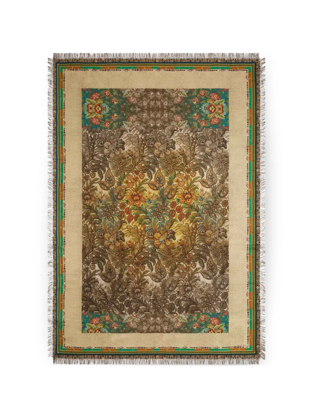 Pierre-Louis Mascia Aloeuw floral-print fringed shawl scarf - Toni neutri