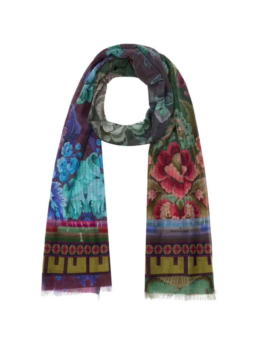Pierre-Louis Mascia Hawnbci floral-print scarf - Verde