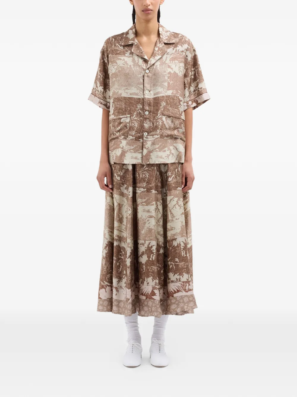 Pierre-Louis Mascia Aloe shirt met korte mouwen Bruin