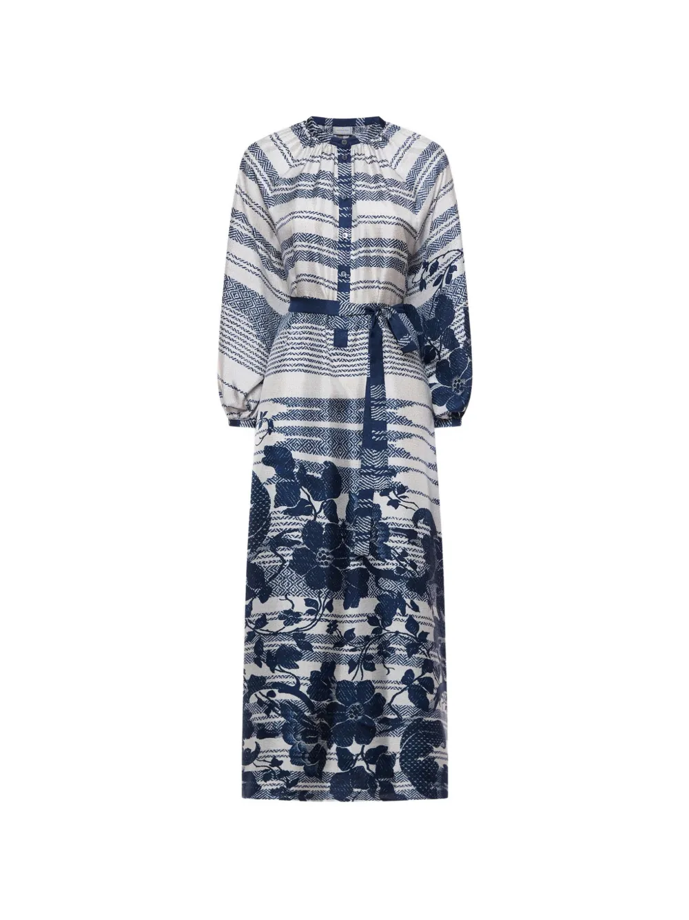 Pierre-Louis Mascia Aloe belted floral-print midi shirt dress - Blu