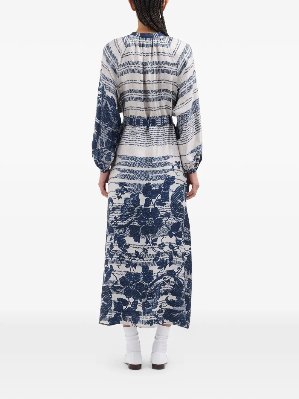 Pierre-Louis Mascia Aloe blousejurk met bloemenprint en ceintuur Blauw
