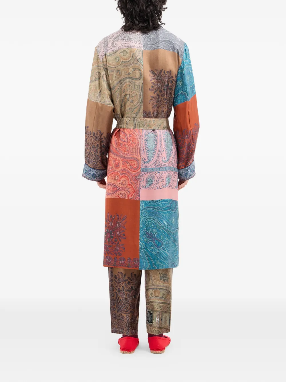 Pierre-Louis Mascia Aloe zijden jas met patchwork print Blauw
