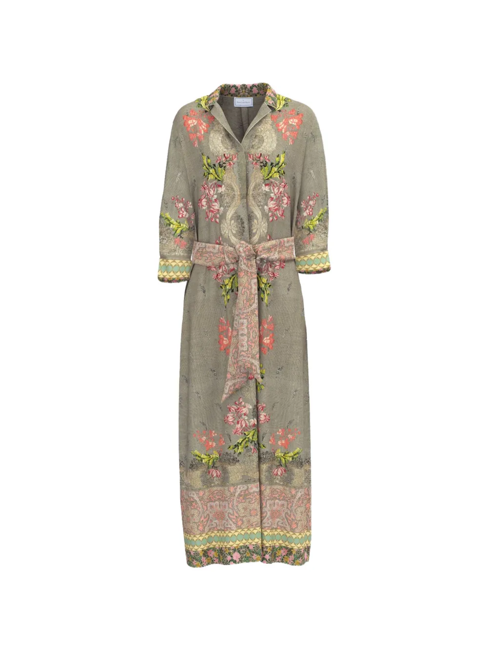 Pierre-Louis Mascia Aloe belted floral-motif midi shirt dress - Toni neutri