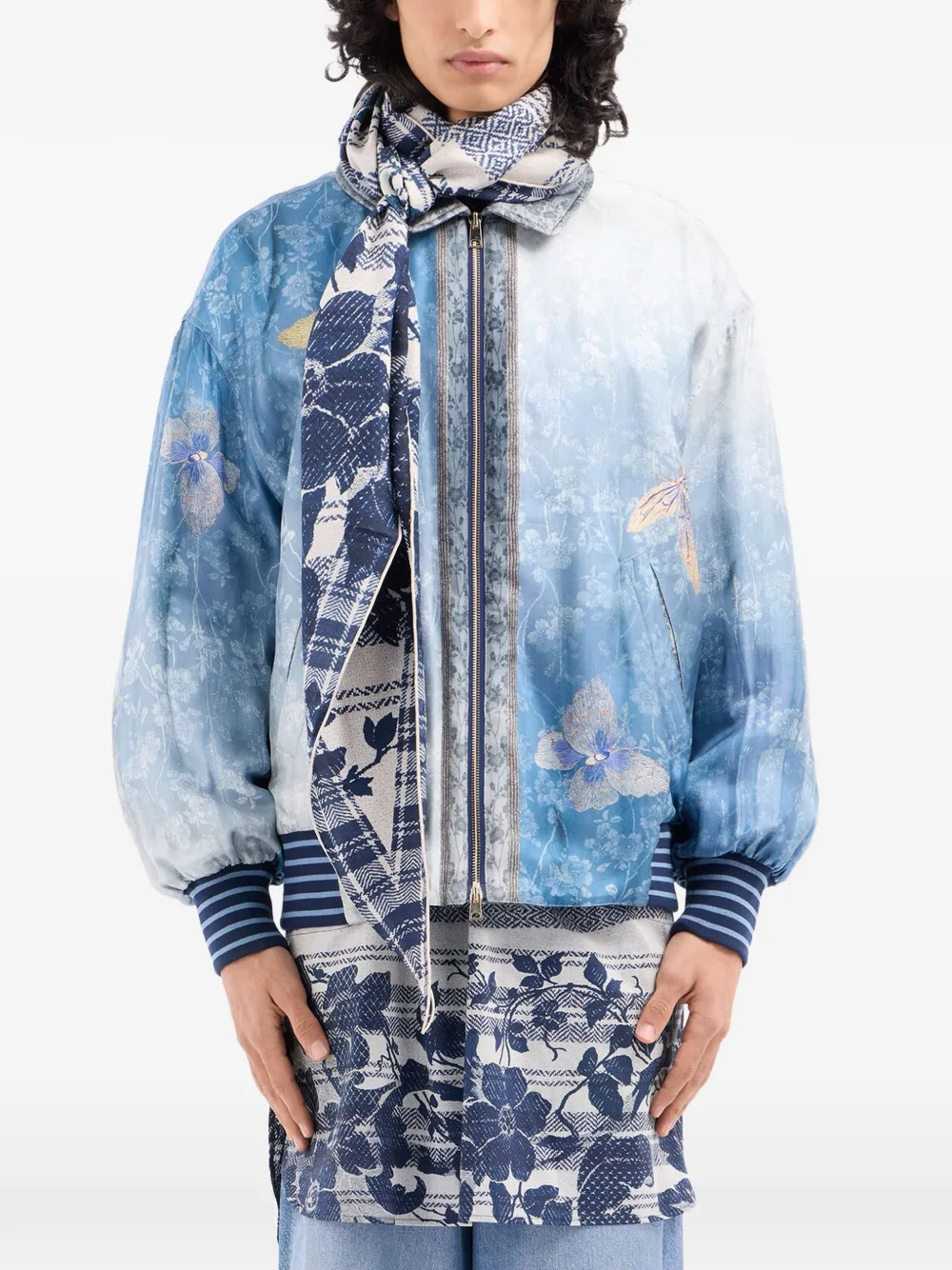 Pierre-Louis Mascia Aloeuw sjaal met bloemenprint Blauw