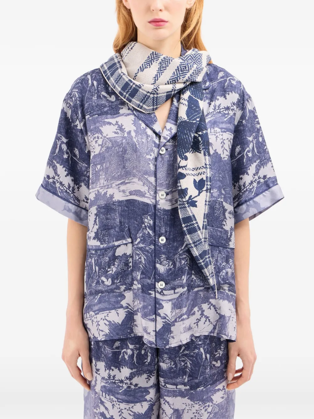 Pierre-Louis Mascia Aloeuw sjaal met bloemenprint Blauw