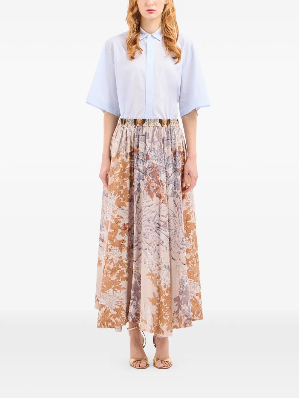  Pierre-louis Mascia Tetris Floral A-line Maxi Skirt - Neutrals 