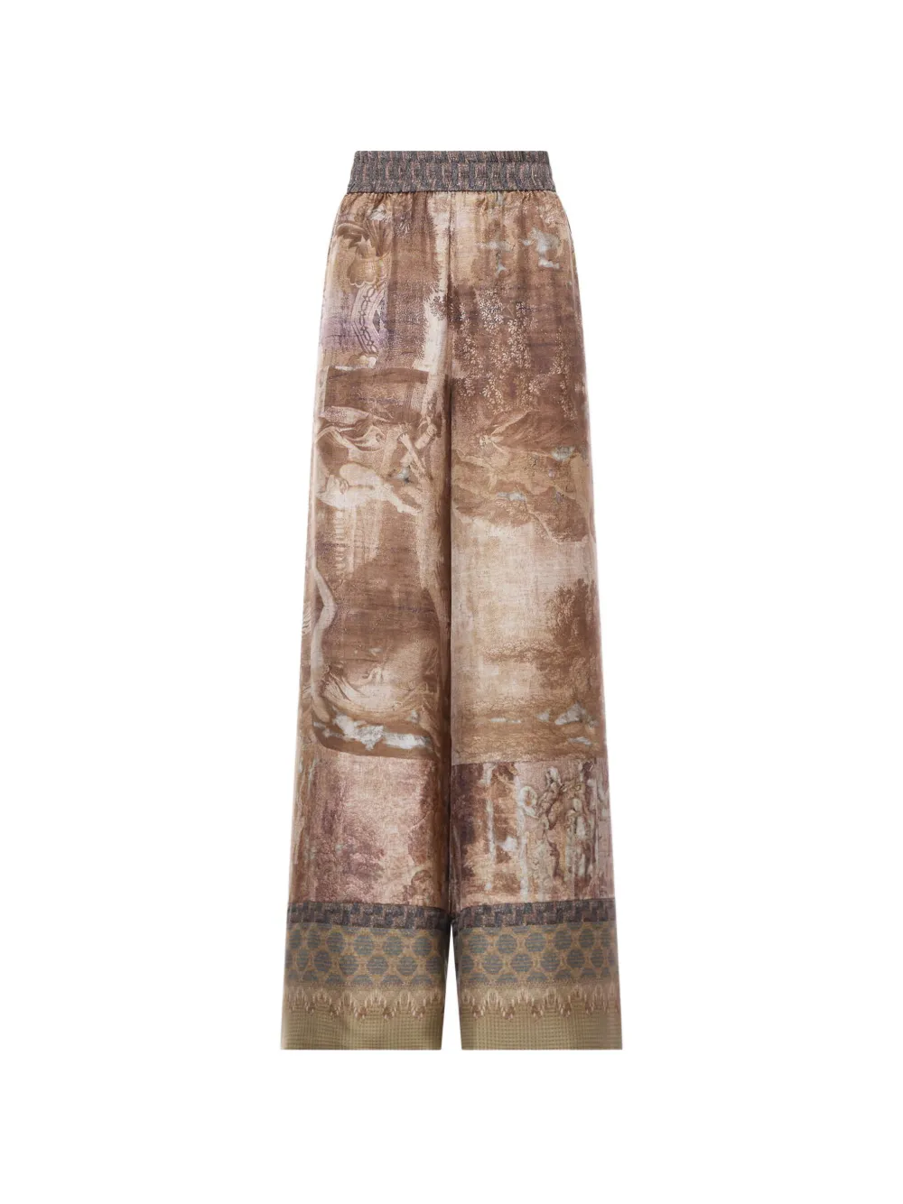 Pierre-Louis Mascia Aloe tapestry-inspired palazzo trousers - Marrone