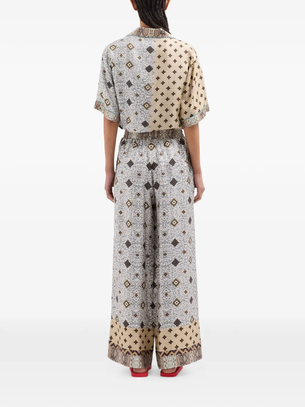 Pierre-Louis Mascia Aloe palazzo broek met geometrische print Grijs