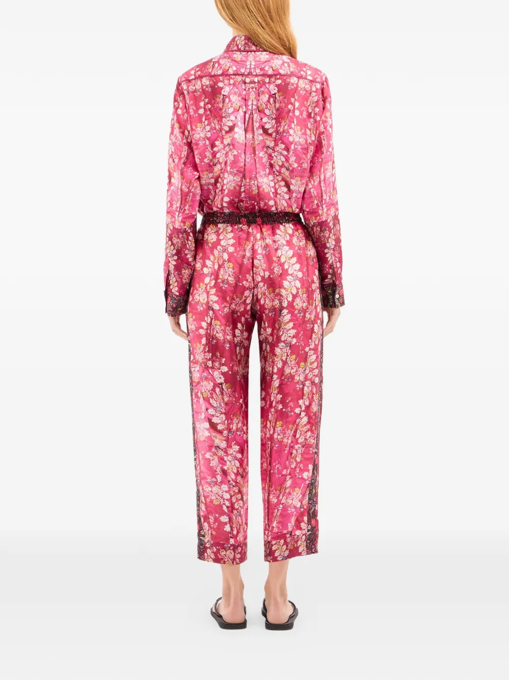 Pierre-Louis Mascia Aloe straight broek met bloemenpatroon Roze