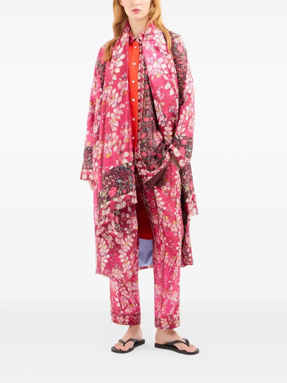 Pierre-Louis Mascia Aloe straight broek met bloemenpatroon Roze