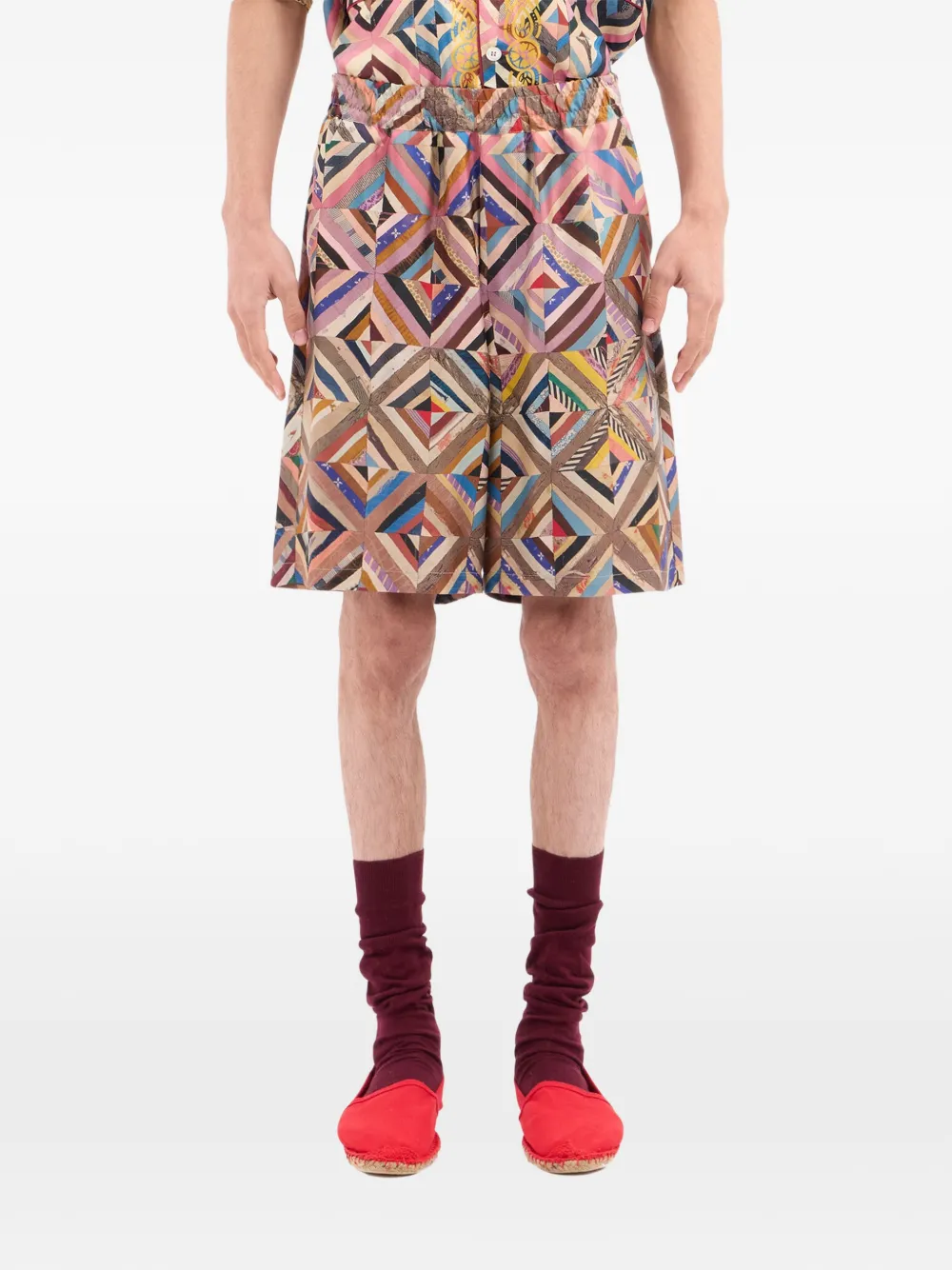 Pierre-Louis Mascia Shorts met geometrisch patroon Beige