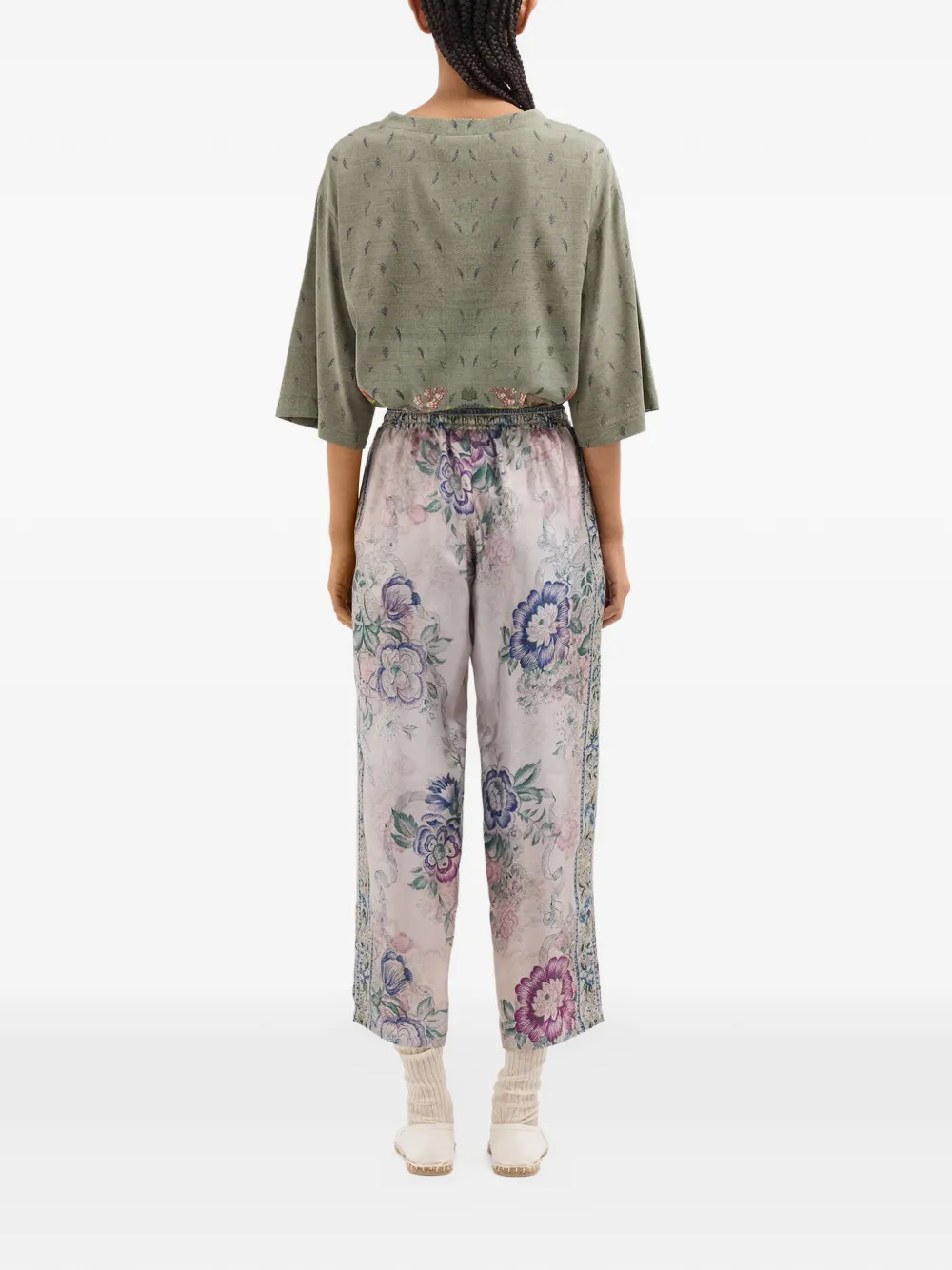 Pierre-Louis Mascia Broek met bloemen-print en trekkoord Wit